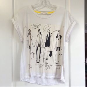 Zara W&B collection graphic print t-shirt